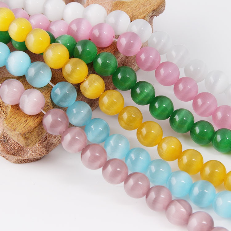 Set 50-100 Hạt Đá Mắt Mèo Giả Thời Trang 4mm / 6mm / 8mm