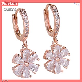 1 đôi bông tai đính đá zircon hình hoa dễ thương cho nữ