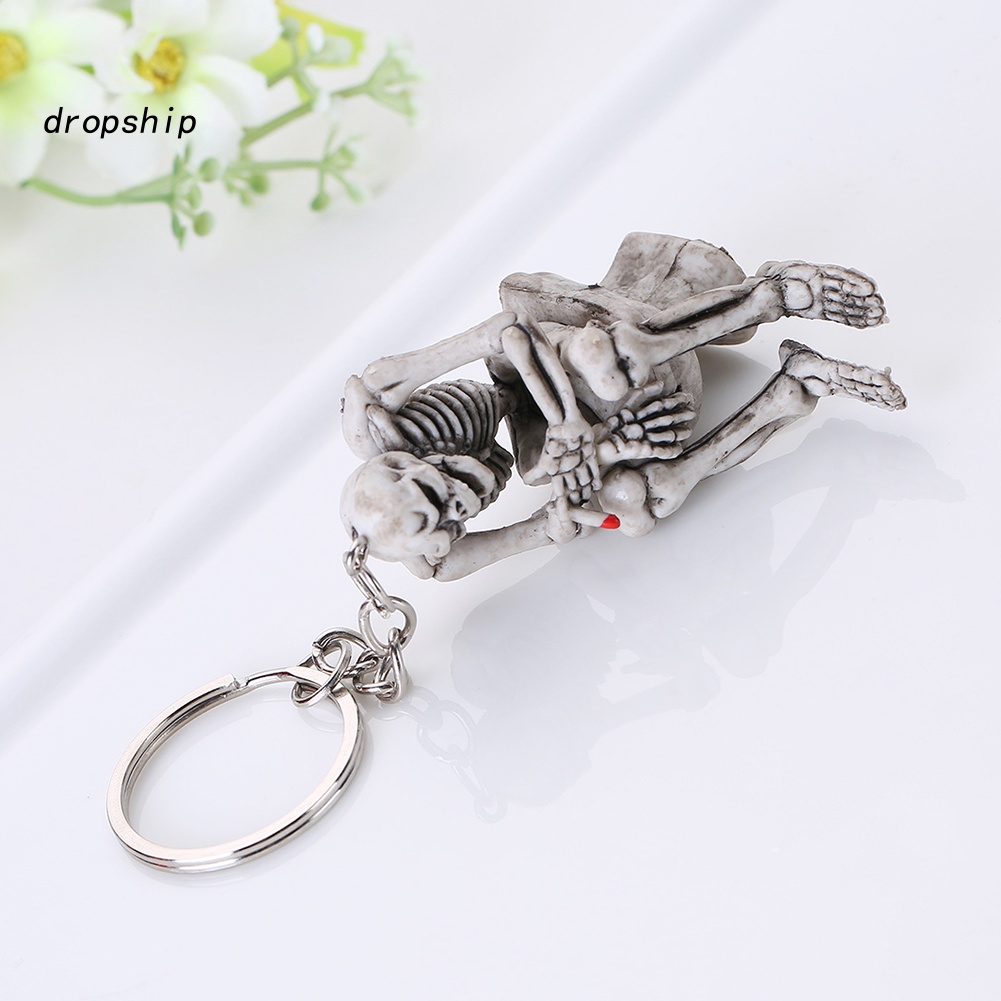 Móc Khóa Hình Bộ Xương Cao Su Sáng Tạo Kèm Giá Đỡ