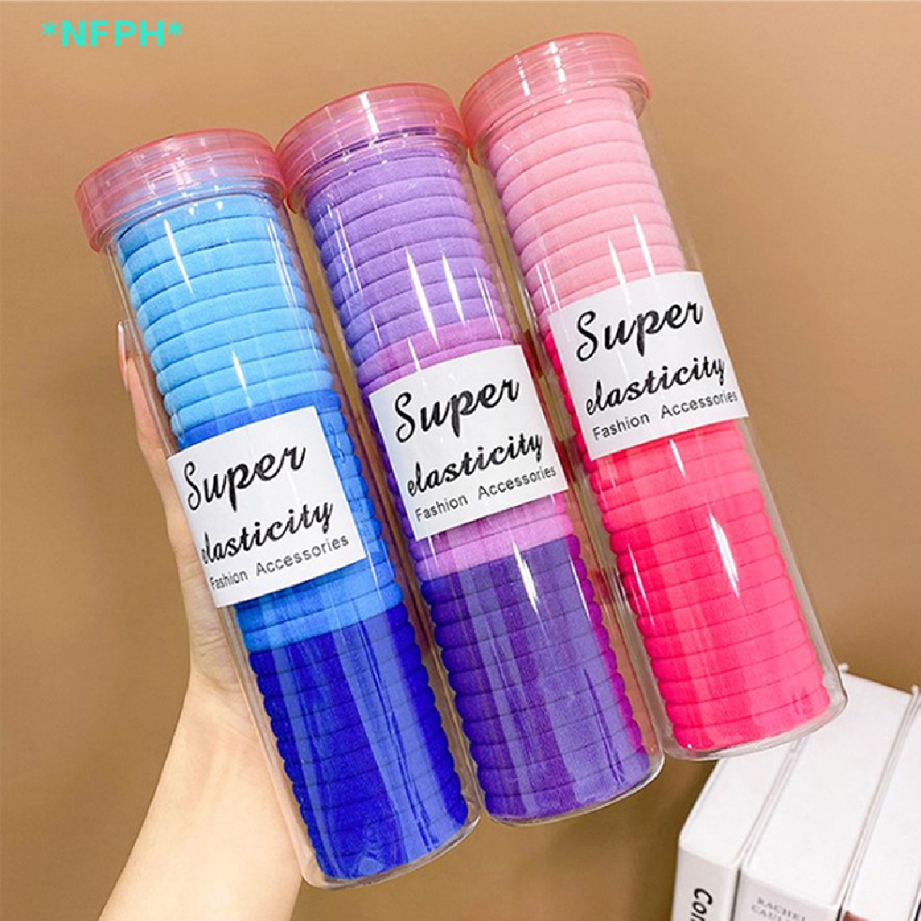 Set 30 Dây Buộc Tóc Cao Su Co Giãn Màu Trơn Dễ Thương Cho Bé Gái Mới