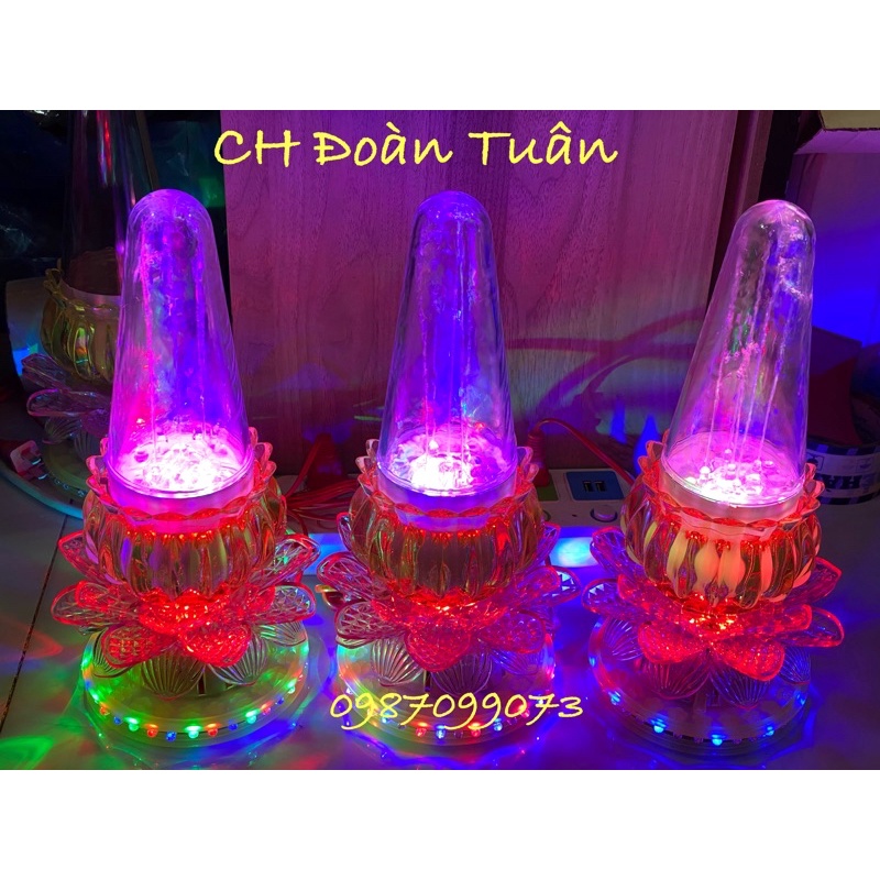 Đèn Thờ thác nước, đèn hoa sen led để bàn thờ có phun nước.(một cái)