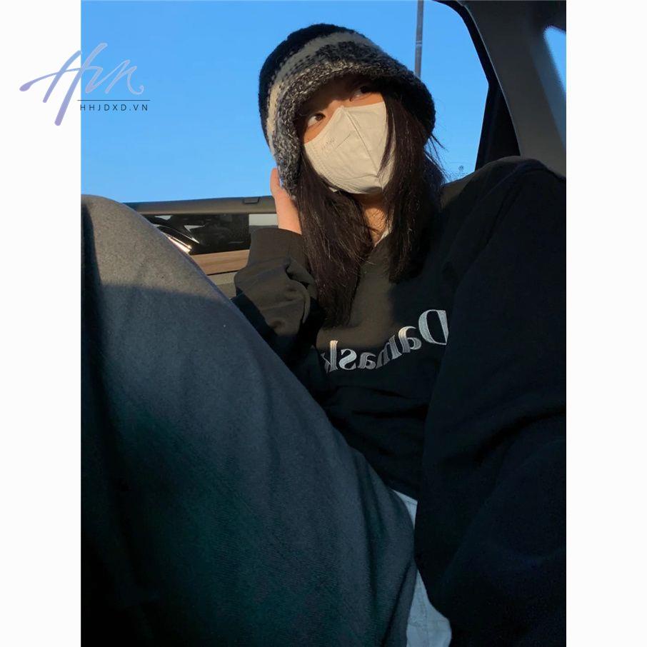 Ins Blogger Mũ Len Dệt Kim Phong Cách Retro Niche Phiên Bản Lớn Mùa Thu Đông Cho Nữ