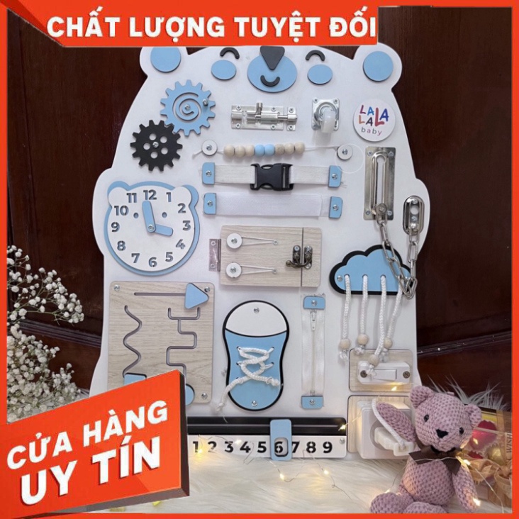 Bảng tất bật Busy Board hình con Voi, Gấu hai greed color hồng giúp tiên tiến chuyên môn sống và cống hiến cho bé lớn ch