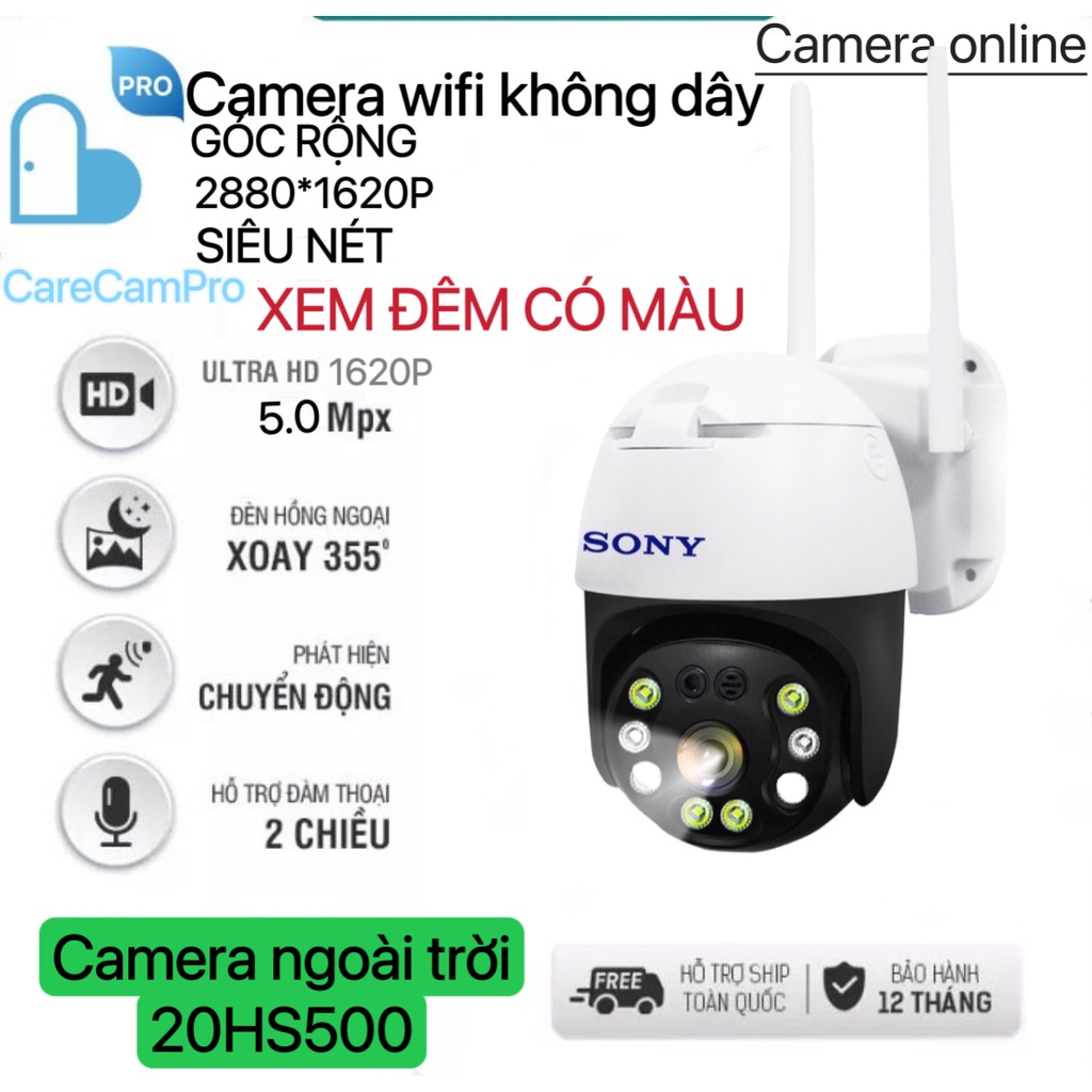 Camera wifi ngoài trời xoay 360 độ SONY 20HS300 PTZ 8 led 3.0MP Full HD - XEM ĐÊM CÓ MÀU - ĐÀM THOẠI 2 CHIỀU