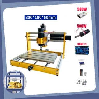 Máy phay gỗ CNC mini 3018 Promax 500w (Laser diode tùy chọn) nhôm nguyên khối (Mới 100%, ráp sẵn 95%) kèm tay điều khiển