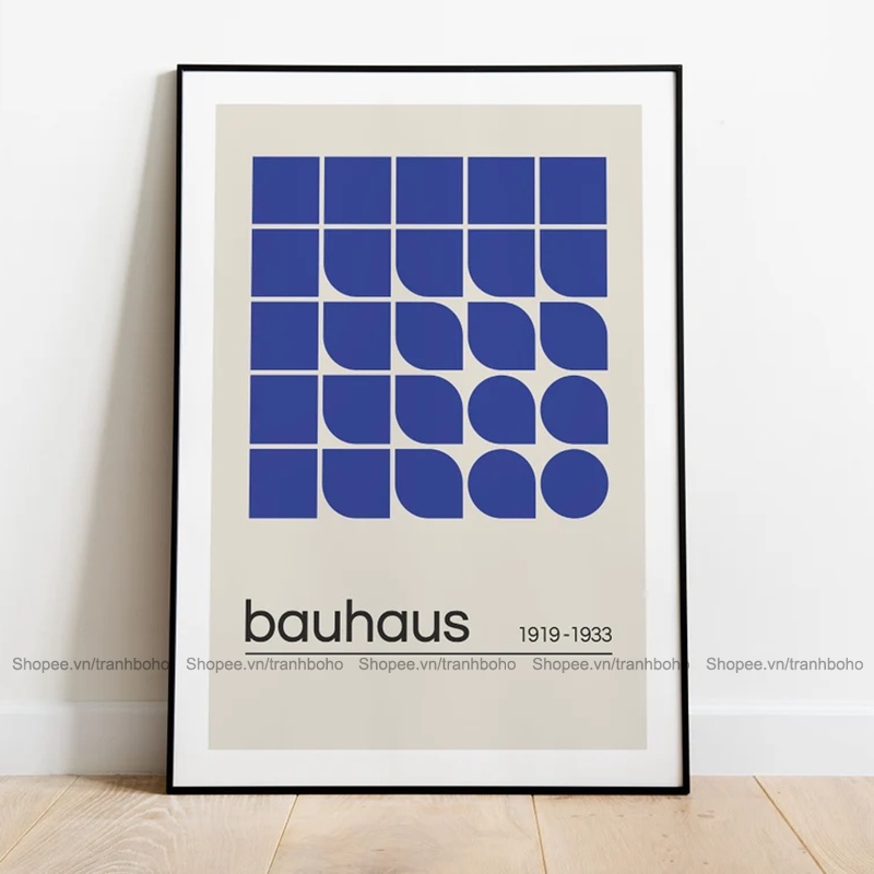 Tranh BAUHAUS trừu tượng treo tường kích thước 50*70cm, tặng kèm đinh 3 chân treo tranh, bảo hành 12 tháng