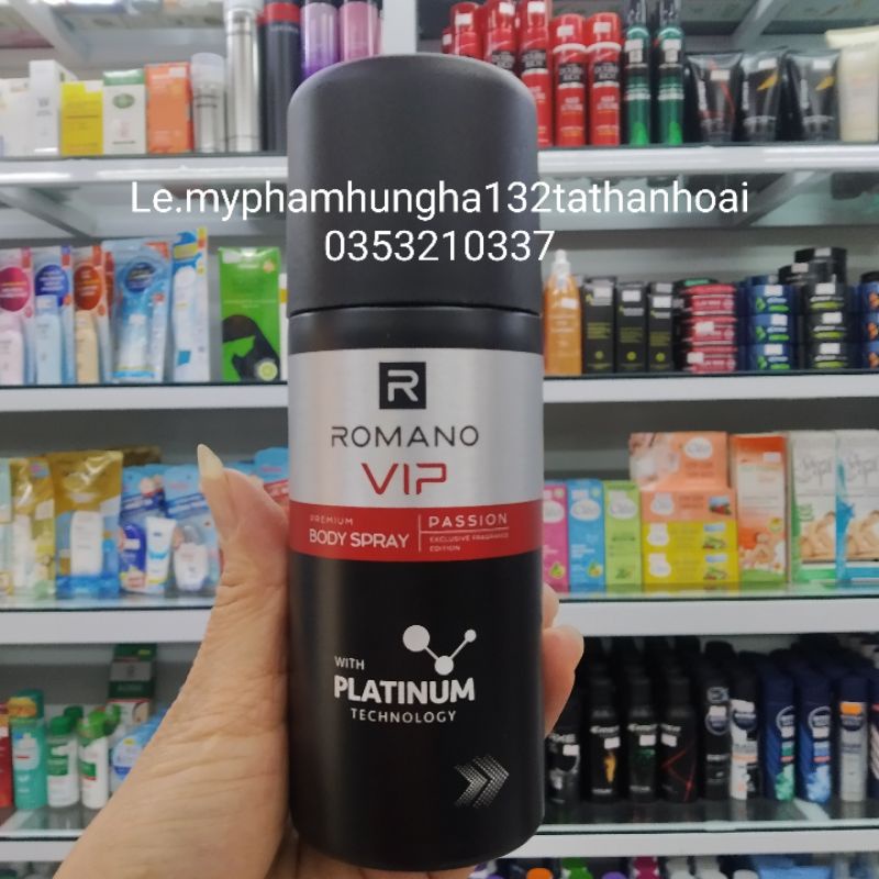 XỊT KHỬ MÙI TOÀN THÂN ROMANO VIP PASION ĐỎ  195 ML (mẫu mới )