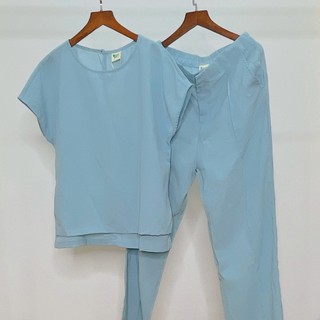 [HTA Linen Xốp] M032A - Set quần dài + áo tay lỡ
