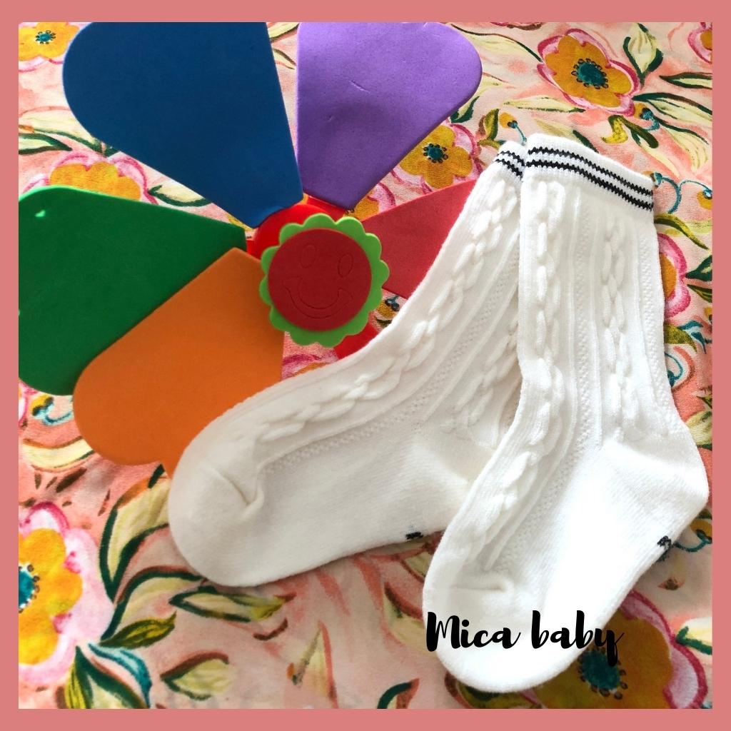 Tất vớ cao cổ chất len dập hình nổi phong cách Hàn Quốc đáng yêu cho bé T40 Mica baby