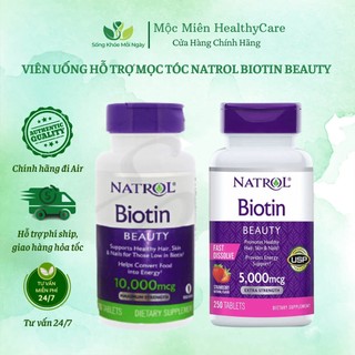 Viên uống Natrol Biotin 10000mcg, USA hỗ trợ mọc tóc, giúp móng khỏe cho người trên 12 tuổi