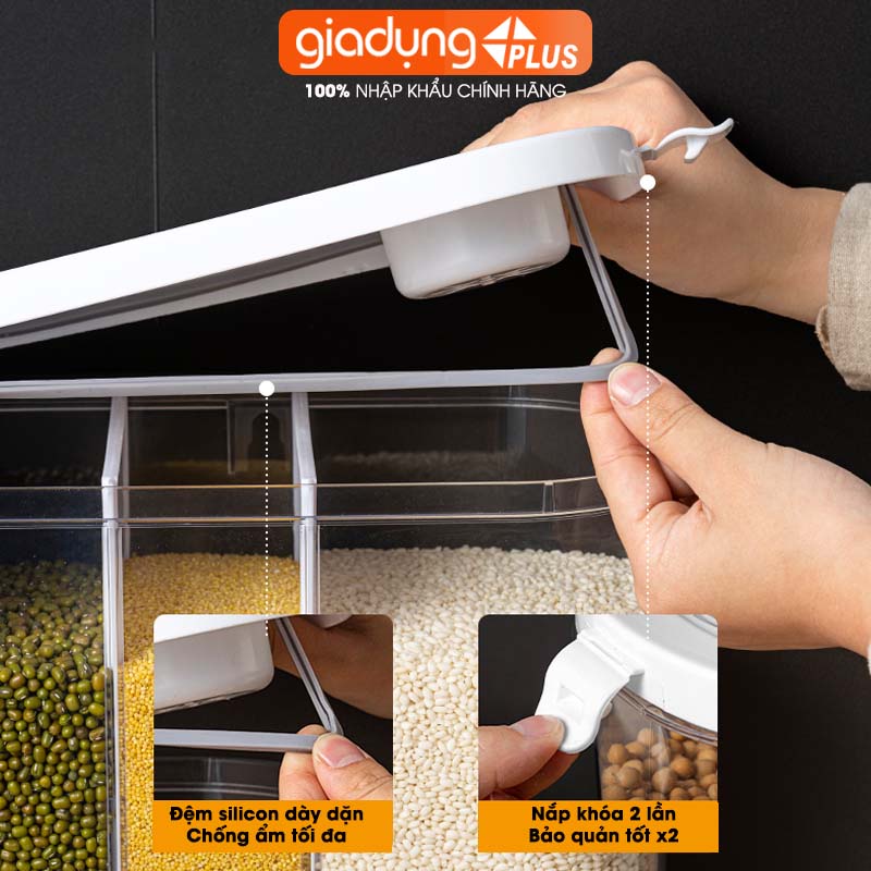 Thùng Đựng Gạo 10 Lít Nhiều Ngăn Đa Năng | Thùng Đựng Hạt Ngũ Cốc Thông Minh
