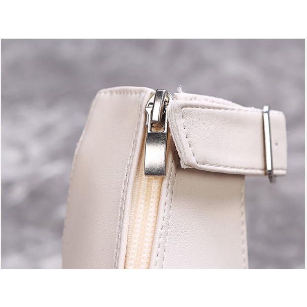 Sandal Hở Ngón Đế Dày 7cm Phối Khóa Kéo Sau Lưng Phong Cách Roman Cho Nữ