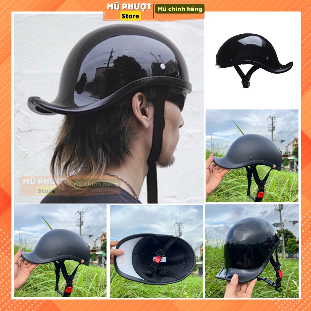 Mũ bảo hiểm 1/2 đầu Gangter chính hãng, nón bảo hiểm đội ngược đầu màu đen nhám cao cấp