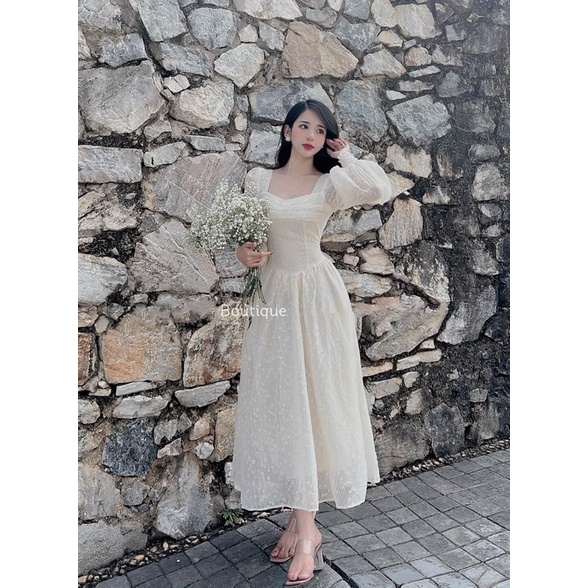 ☘️ VÁY đầm VOAN HOA nhí 2 LỚP vintage dáng dài maxi xếp ly tay bồng cổ vuông tiểu thư sang chảnh đi chơi du lịch mùa hè