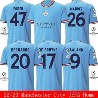 Hình ảnh Áo Bóng Đá Câu Lạc Bộ Manchester City SI 2022-2023 UEFA De Bruyne Foden Mahrez Bernardo Haaland Plus Size Cho Nam Và Nữ