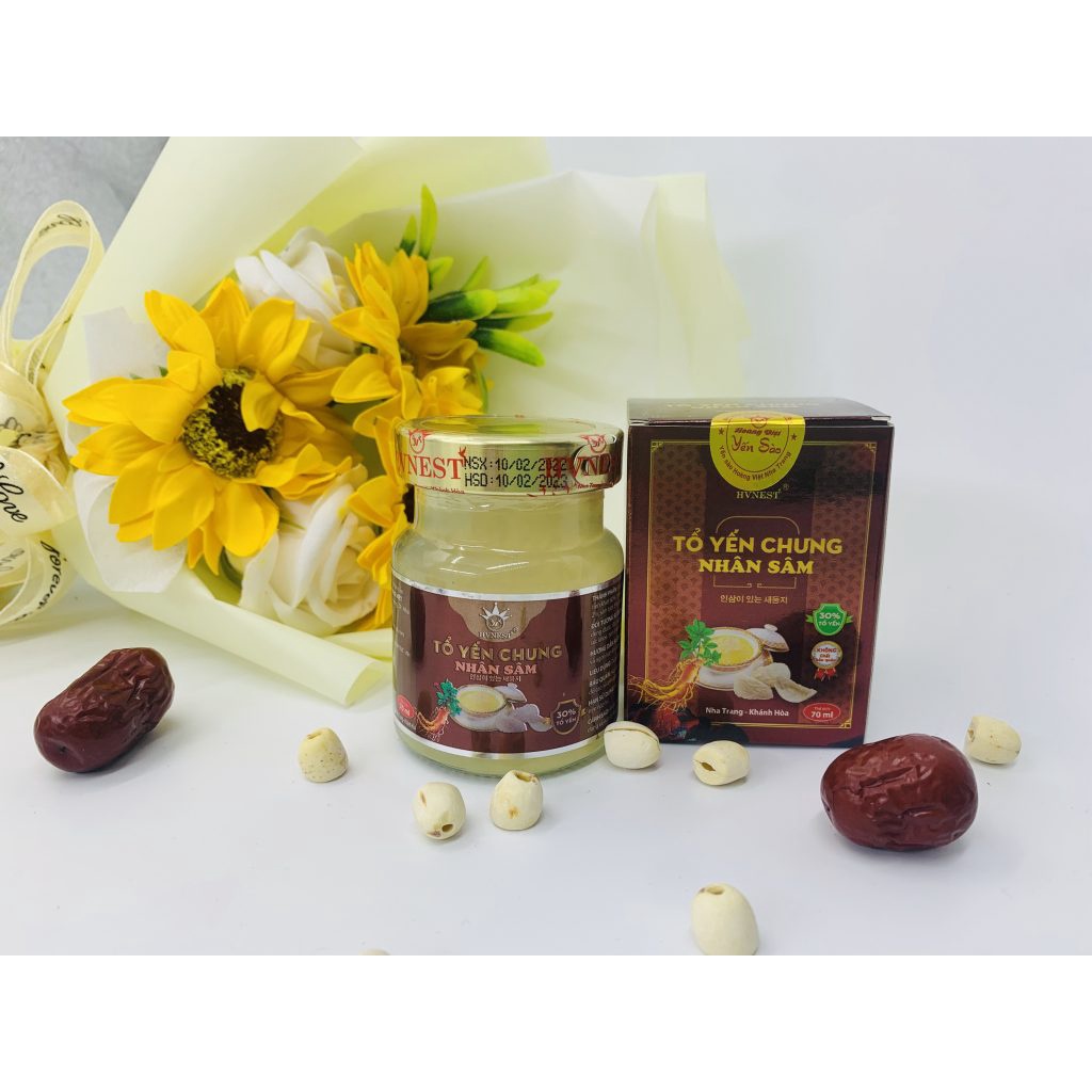 Yến sào tự nhiên HVNEST chưng vị SÂM 70ml, không chất bảo quản