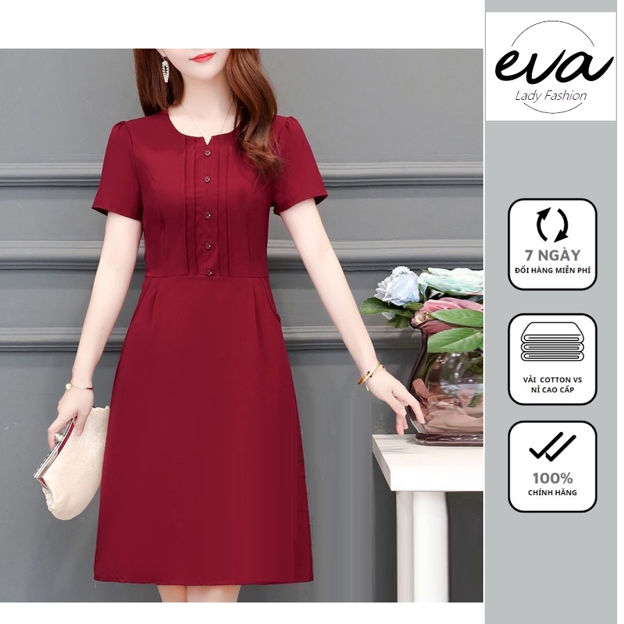 ( FREESHIP) Váy đầm trung niên Evaclothing cho bà cho mẹ MÃ M01 chất liệu cotton nhập khẩu sản phẩm thiết kế sang trọng