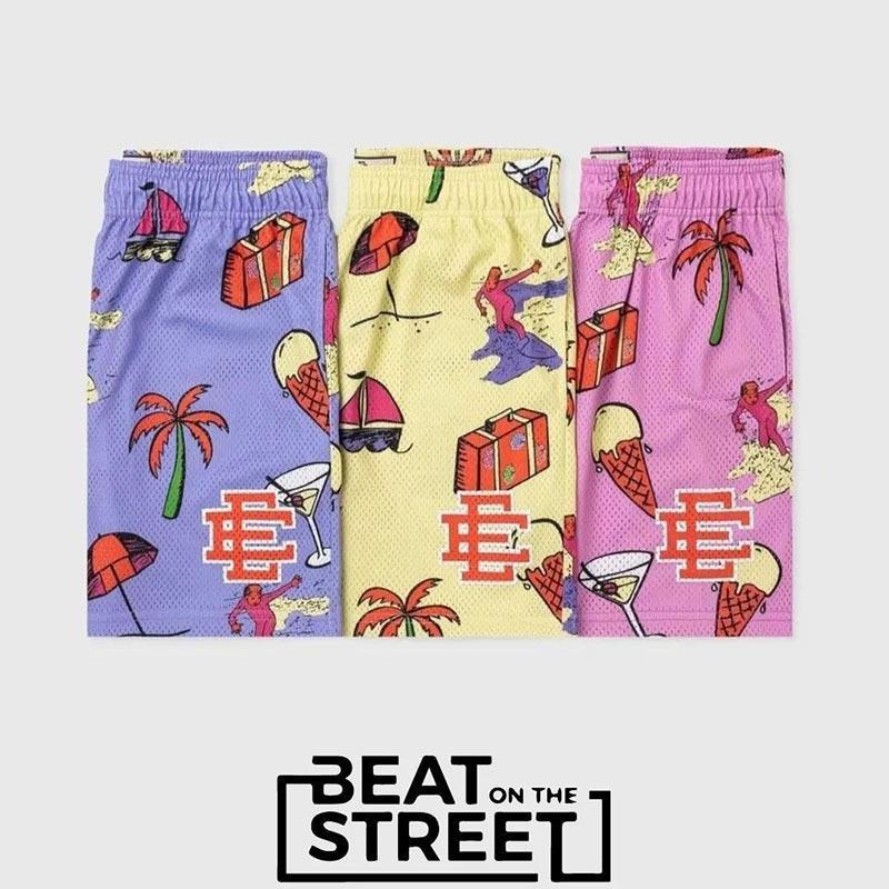 Eric Emanuel Quần Short Thể Thao Dài Đến Đầu Gối Dáng Rộng Phối Lưới Thoáng Khí Phong Cách Mỹ Hợp Thời Trang Mùa Hè Hàng Mới Dành Cho Nam