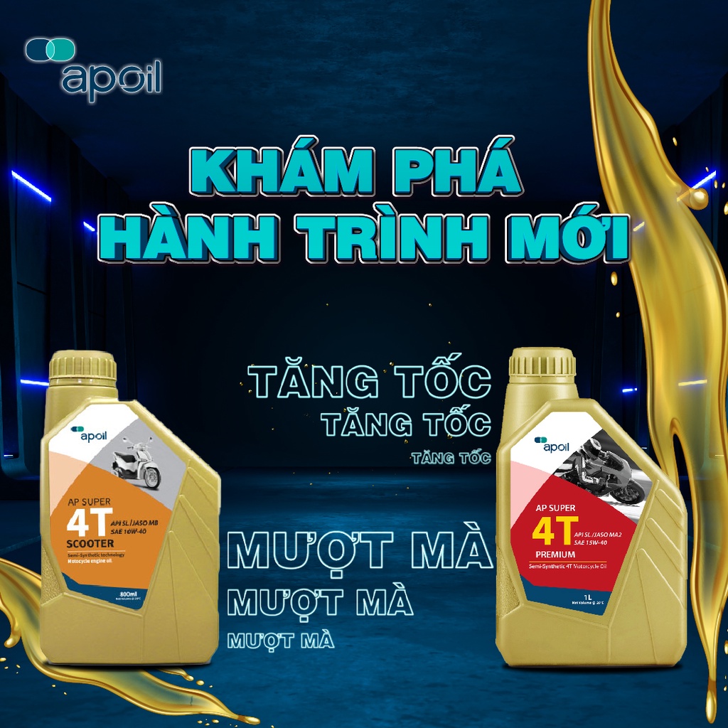 Dầu Nhớt xe số AP OIL - AP SUPER 4T PREMIUM 15W40_Dung tích 0.8L và 1L