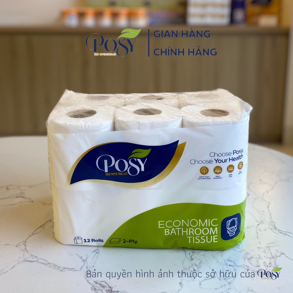Giấy vệ sinh POSY  12 cuộn 2 lớp siêu tiết kiệm TE12