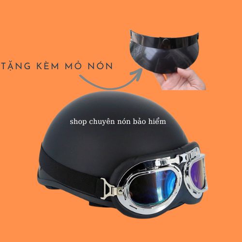 Nón bảo hiểm kèm kính phi công 2in1