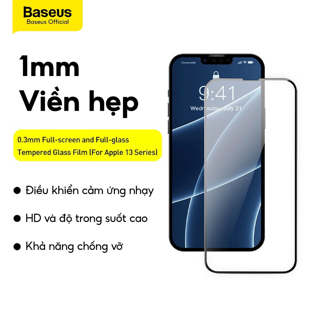 Kính cường lực toàn màn hình siêu bền Baseus siêu mỏng 0,25mm 0,3mm cho Series 12/12Pro