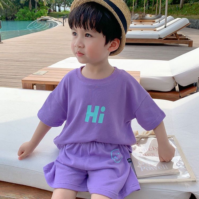 Set Áo Thun Cotton + Quần Short Thời Trang Mùa Hè Mới Cho Bé Trai