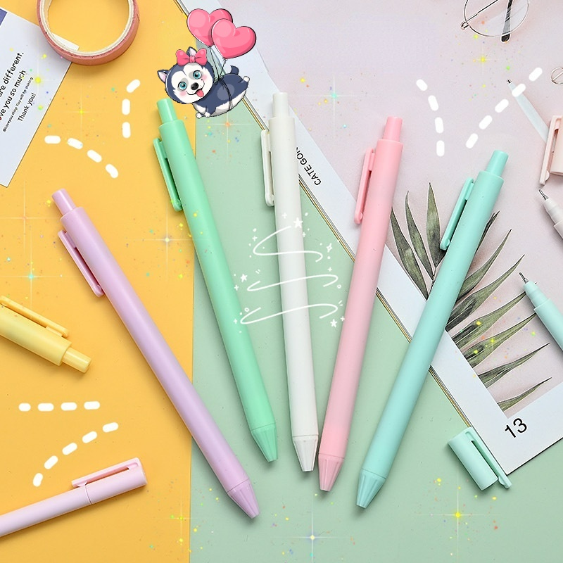 Bút bi nước mực gel HAKI, bút bi cute mực đen ngòi 0.5mm màu macaron dễ thương B06