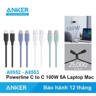 Cáp sạc anker 100w usb c to c flow siêu mềm - a8552 a8553 1 mét 2 mét siêu mềm siêu bền chính hãng
