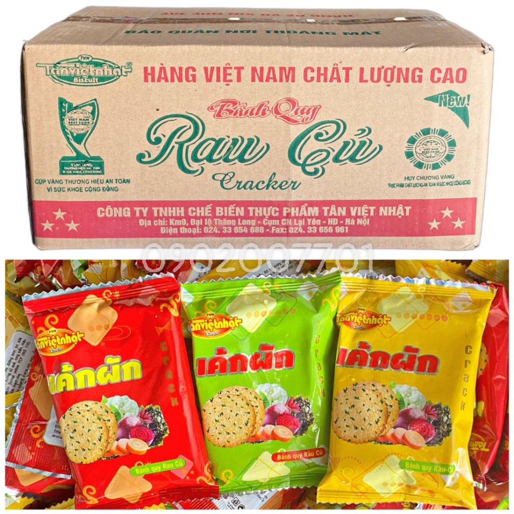Sỉ Thùng 3.8Kg Bánh Quy Vị Rau Củ Tân Việt Nhật