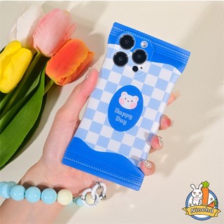 Huawei Y9 Prime 2019 Nova 7i Nova 9 7 SE Pro Y90 Y70 Nova 5T 4e 3i 3e Y7A Y9s P30Lite P20 Mate 30 Pro Blue Checkerboard Bear Phone Case Shockproof Square Soft Case Protective Cover