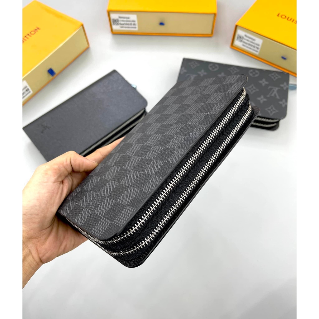 Ví Cầm Tay LV nam nữ 2 khóa bản to cao cấp có hộp tặng kèm size 22cm