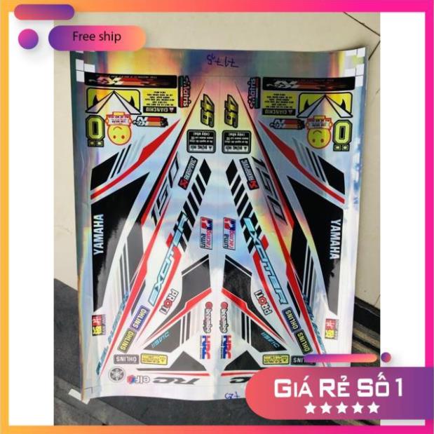 FREE SHIP + QUÀ TẶNG Tem rời Exciter 150 đỏ đen chất liệu Crom ánh titan 7 màu chiếu