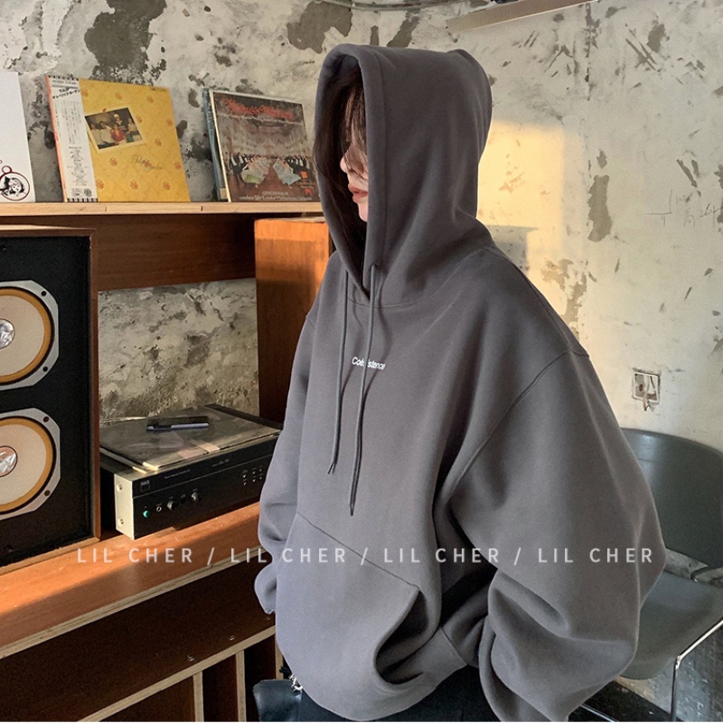Áo Hoodies Tay Dài Hoạ Tiết Chữ In Phong Cách Hàn Quốc