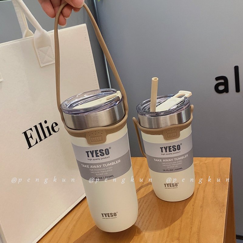 Bình Nước Giữ Nhiệt Bằng Thép Không Gỉ 304 Thiết Kế Nhỏ Gọn Có Nắp Kèm Ống Hút