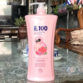 Sữa tắm trắng da E100 tinh chất Hoa Hồng 1.2Lít