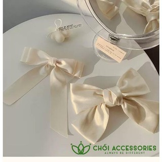 Cặp tóc nữ cặp tóc nơ trắng tiểu thư đáng yêu Y099