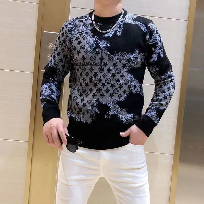 Áo Sweater Dệt Kim Cổ Tròn Thời Trang Thu Đông Cho Nam Giới