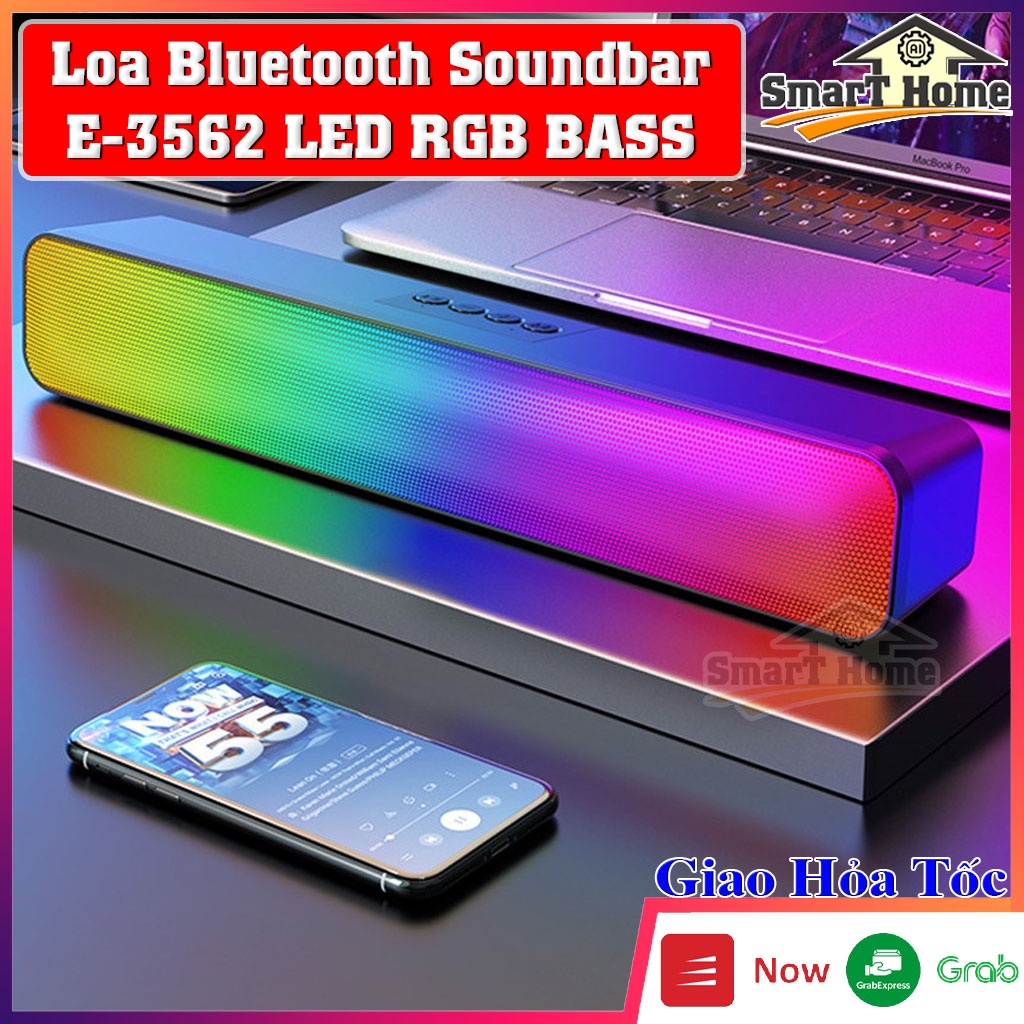 Loa Bluetooth Bass Mạnh SoundBar E3562 LED RGB - Loa Soundbar Kết Nối Máy Tính , Điện Thoại , TV Âm Thanh 3D Cao Cấp