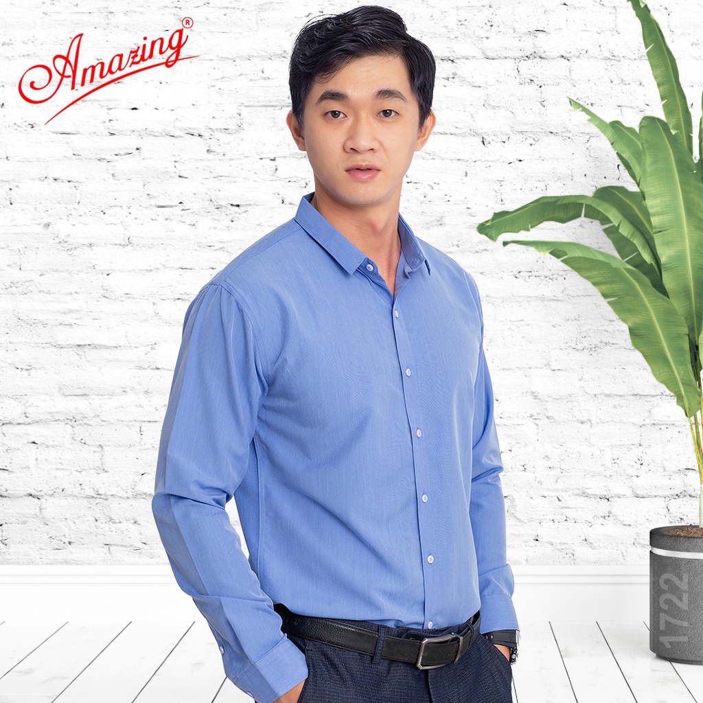 Áo sơ mi nam body Amazing, style Hàn Quốc năng động, dáng áo slim fit ôm vừa, chuẩn form cao cấp, big size tới 95kg