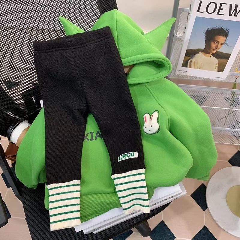 Áo Sweatshirt Có Mũ Lót Lông Cừu Dày Dặn Thời Trang Thu Đông Mới Cho Bé Gái