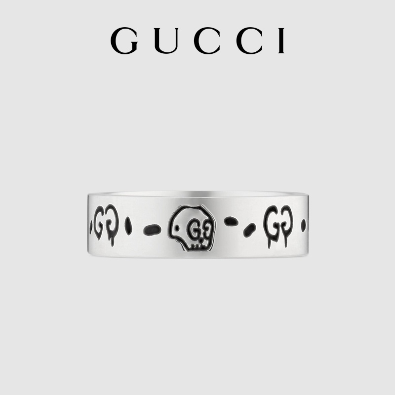 Nhẫn Gucci Màu Bạc Hình Ma Thời Trang Sang Trọng