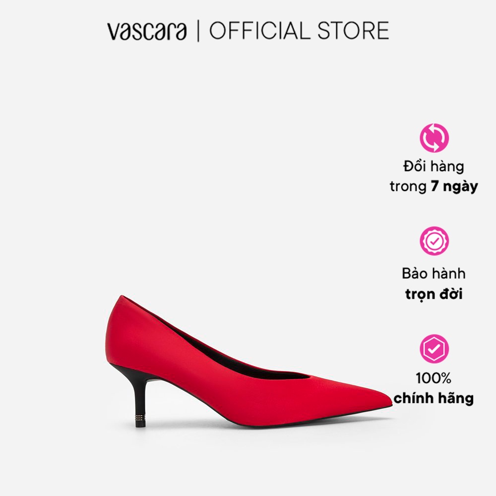 Vascara Giày Bít Mũi Nhọn Satin Gót Phối Viền Kim Loại - BMN 0533