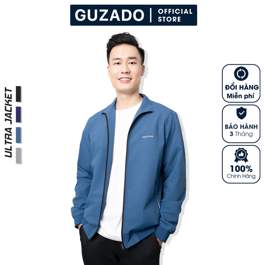 Áo khoác nam GUZADO phối sọc,chất gió thể thao,giữ ấm tốt,form regular fit rộng rãi thoải mái,nhiều màu MAG18