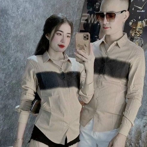 Áo sơ mi nam nữ dài tay mẫu mới phốI L.V nổi thời trang cao cấp phong cách nổi bật