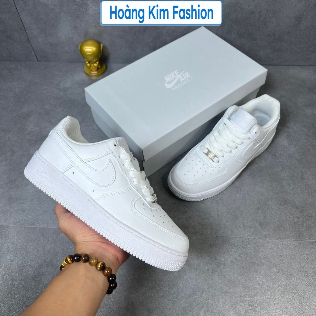 Giày Thể Thao AF1 Trắng, Giày Sneaker Air Force 1 Trắng Full Đế Bánh Mỳ Độn Chiều Cao Dành Cho Nam Nữ Đi Học Đi Chơi