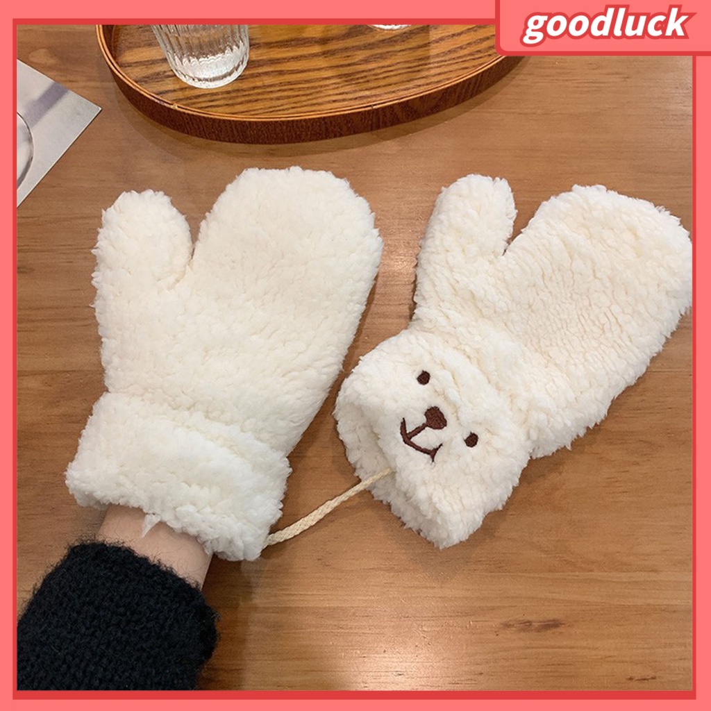 1 Đôi Găng Tay Giữ Ấm Siêu Mềm Mại Thoải Mái Chống Gió Hình Gấu Hoạt Hình Cho Nữ