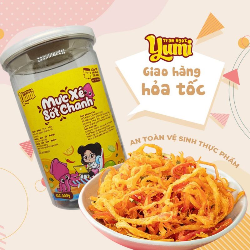 Mực xé sợi sốt chanh Yumi đồ ăn vặt hải sản khô thơm ngon