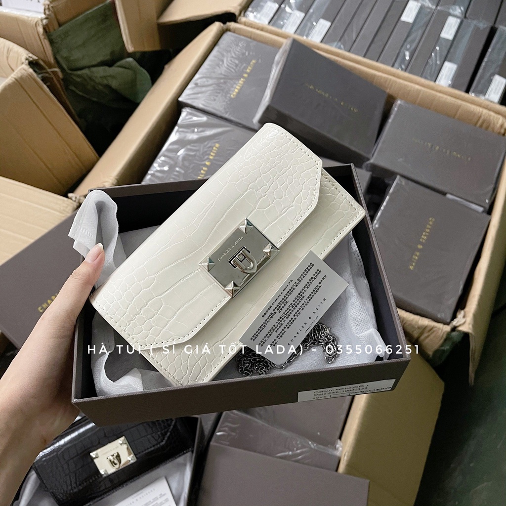 Túi Ci kay khóa gập dáng chữ nhật