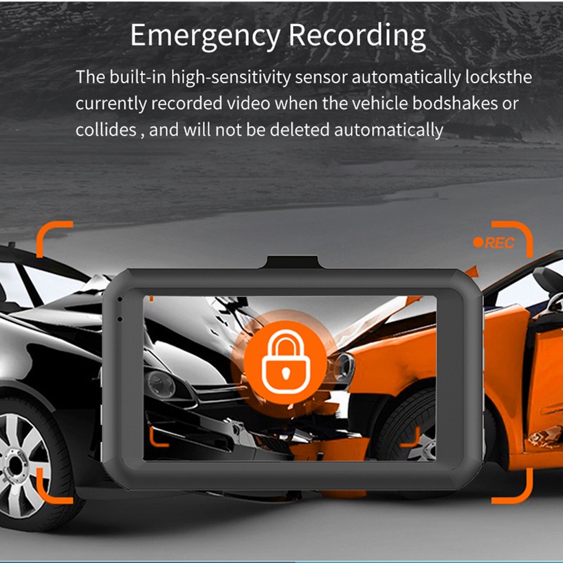 Camera Hành Trình Ống Kính Kép 3 Trong 1 GPS, Cảm Biến G-Sensor,24H Full HD 1296p Dvr Cho Xe Hơi